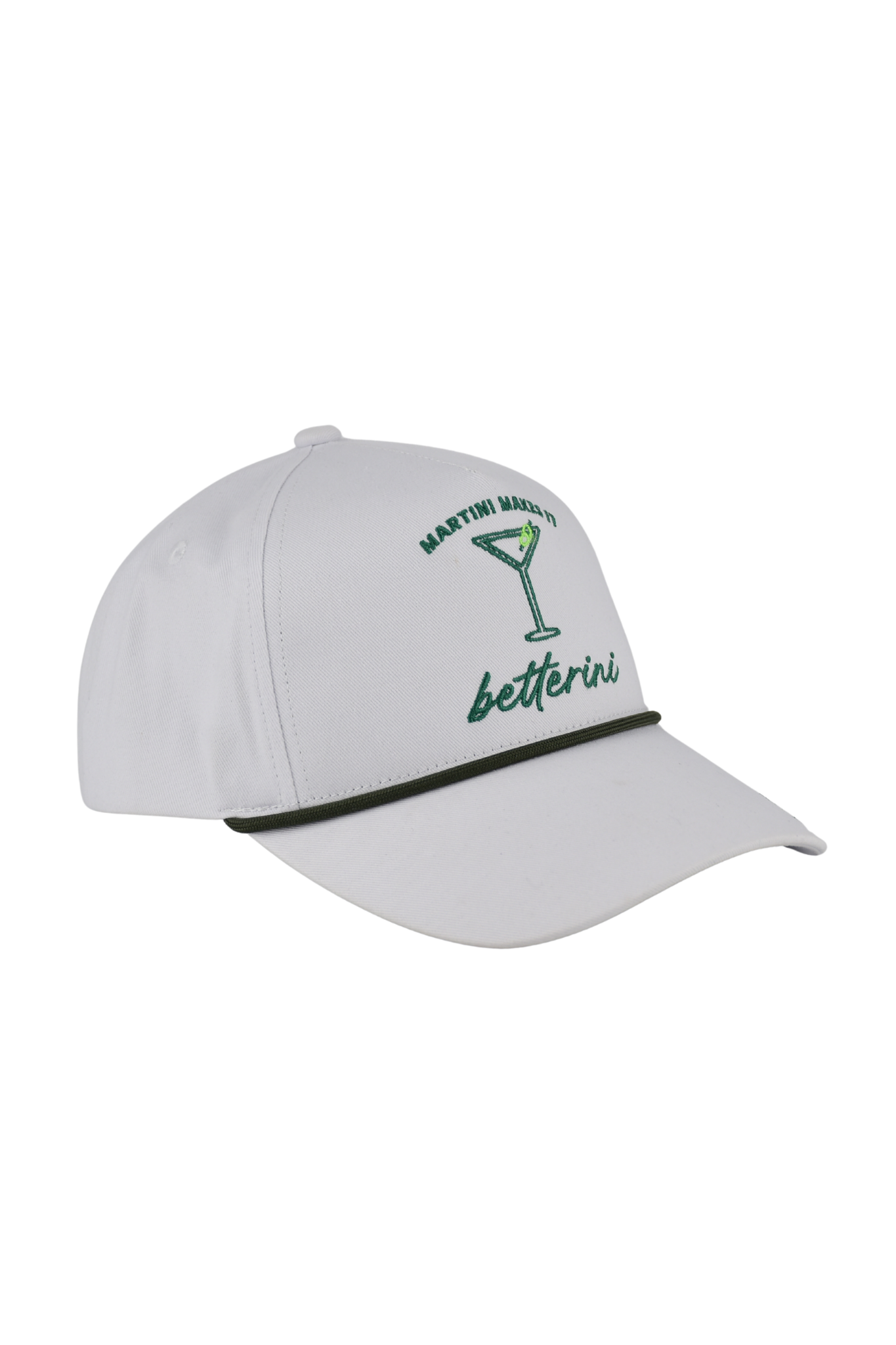 "Martini Makes It Betterini" Cap - White & Olive