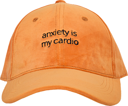 Blood Orange Velvet Cap "anxiety is my cardio"