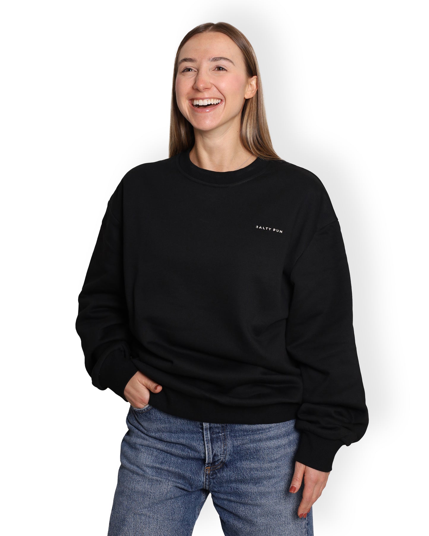 Unisex Oversized Black Sweatshirt - Salty Logo