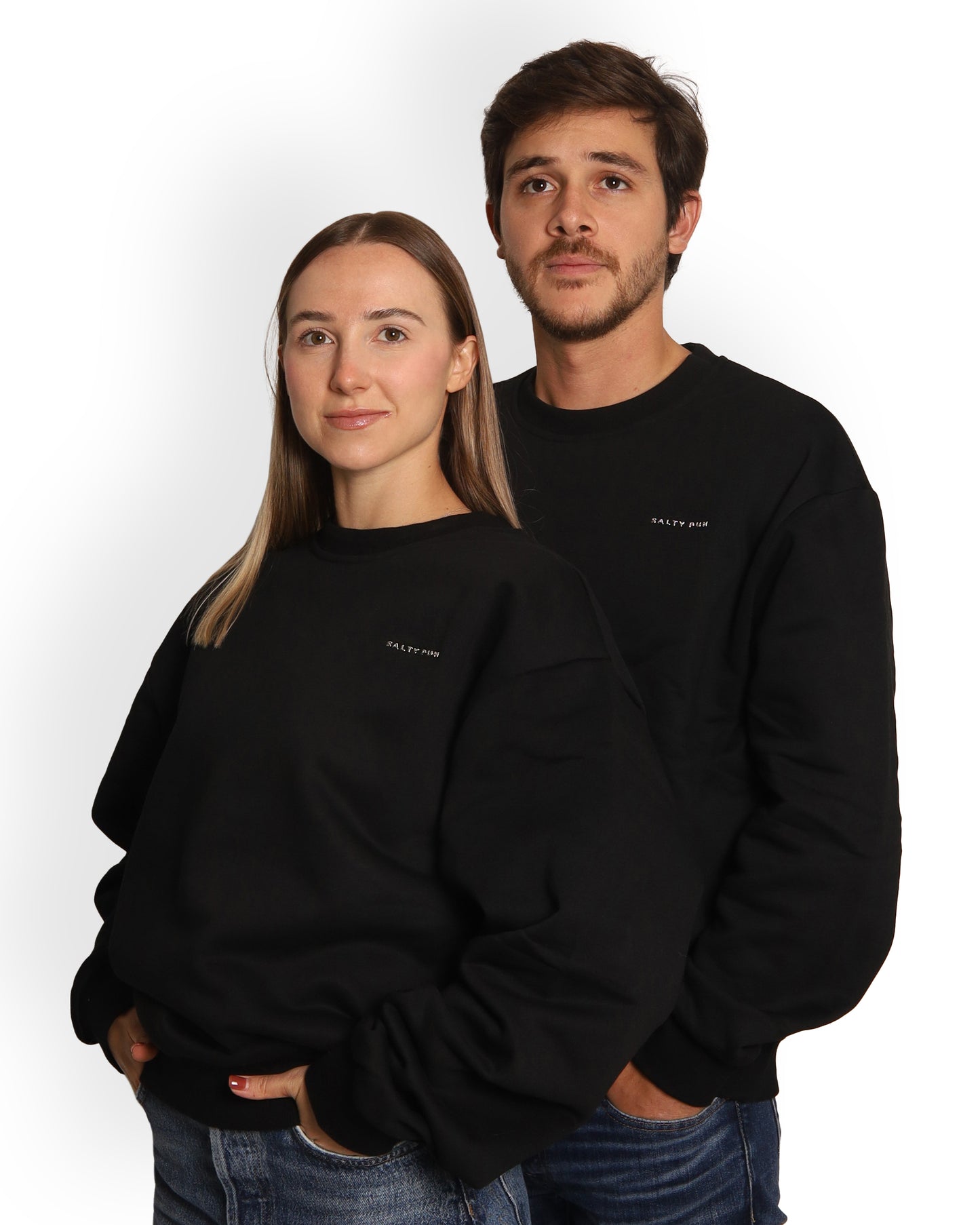 Unisex Oversized Black Sweatshirt - Salty Logo