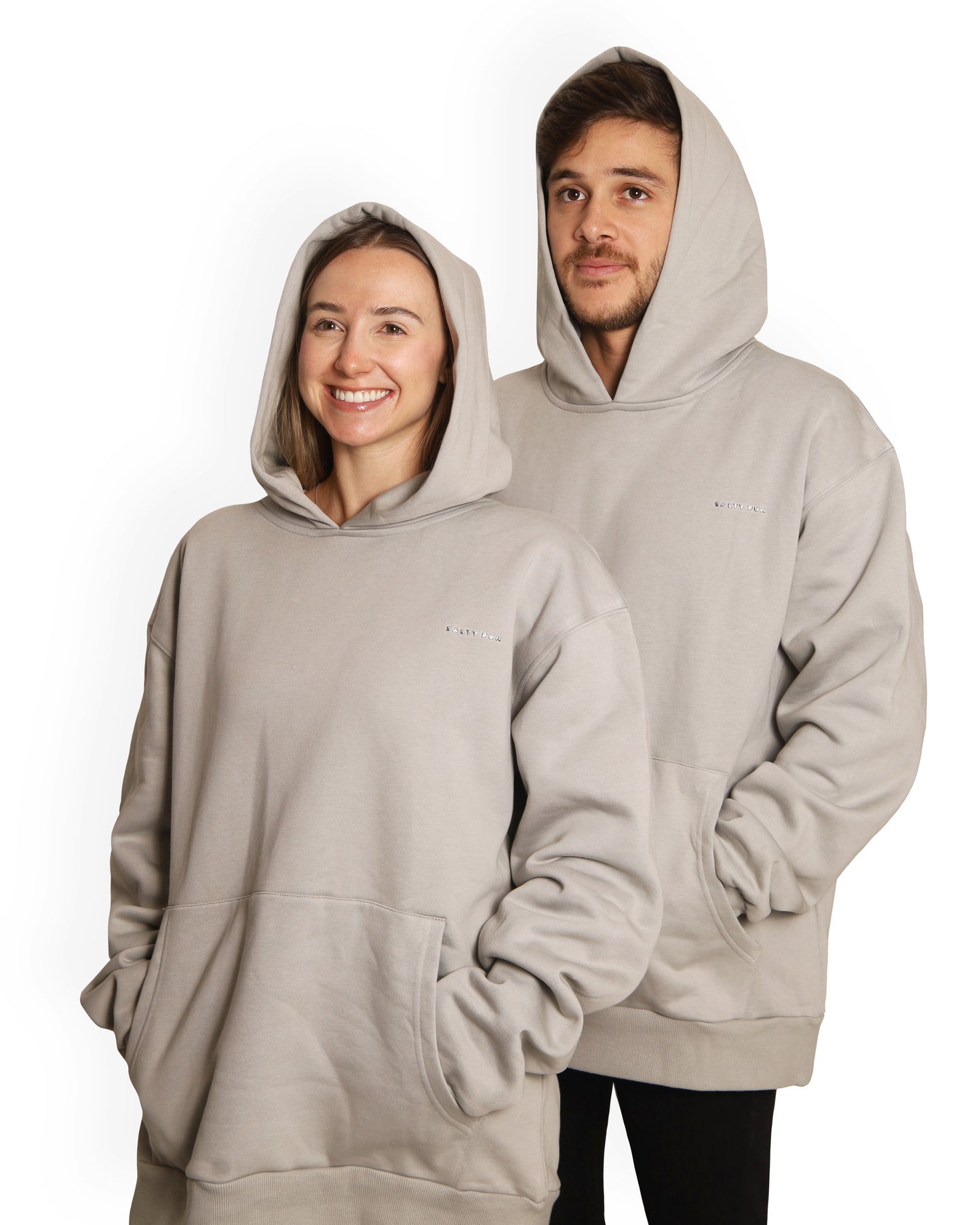 Unisex Oversized Grey Hoodie - Salty Logo